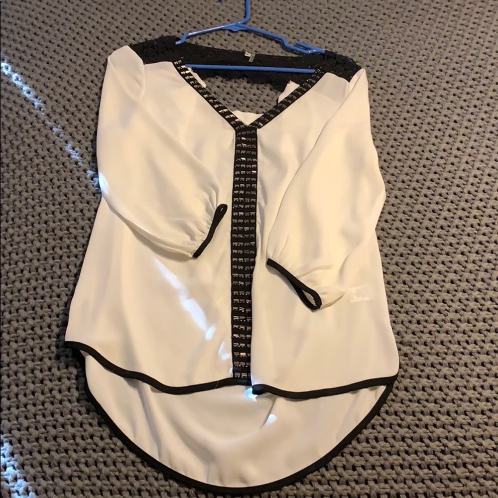 Cream blouse with open lace back